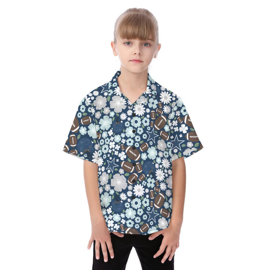 Blue Star Blooms - Kid's Hawaiian Button Up Shirt