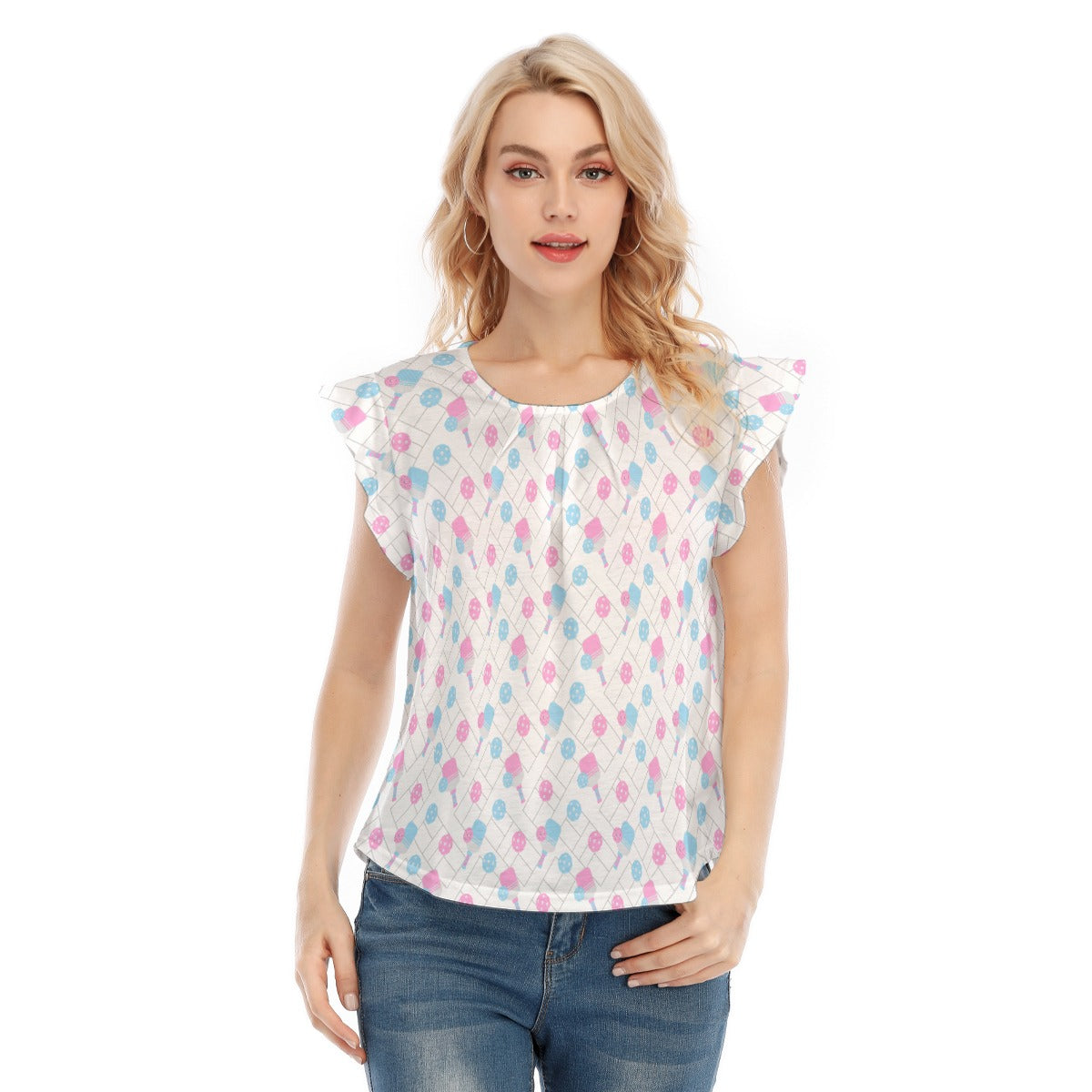Pickleball Court Spin - Women’s Flutter Sleeve Top