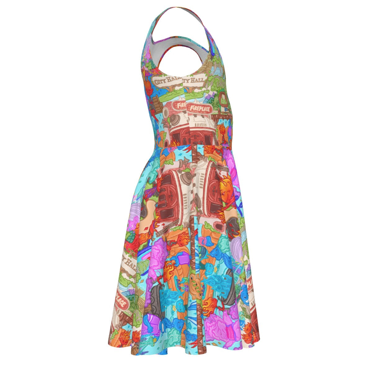 Element City Scene Collage - Kid's Sleeveless Skater Dress