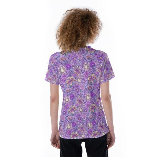 Fairytale Florals – Radiant Sunlight - Women's Short Sleeve V-Neck T-Shirt