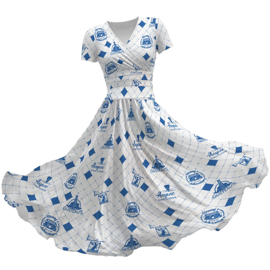 Chez Little Chef - Women's V-Neck Ruched Midi Dress