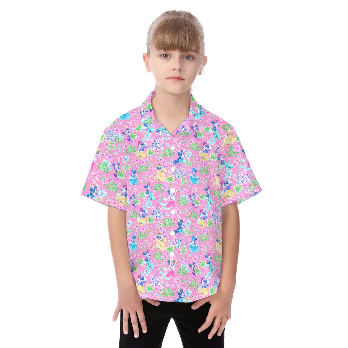 Princess Palm Party - Kid's Hawaiian Button Up Shirt