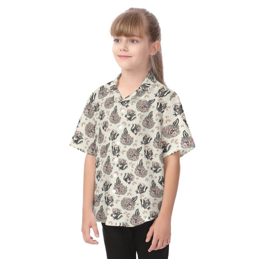 Bashful Blooming Skunk - Kid's Hawaiian Button Up Shirt