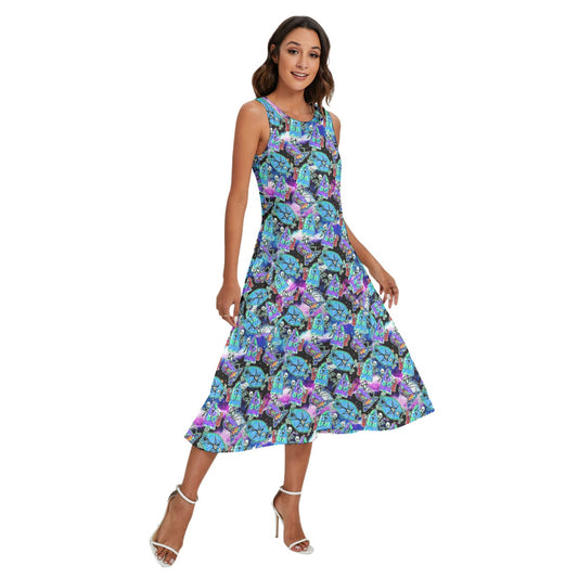 Haunting Romance Sketchched - Women’s Diagonal Pocket Midi Dress