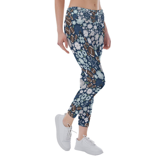 Blue Star Blooms - Women's Yoga Leggings