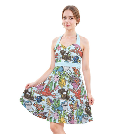 Fish Are Friends Reef - Women's Halter Vintage Pocket Dress