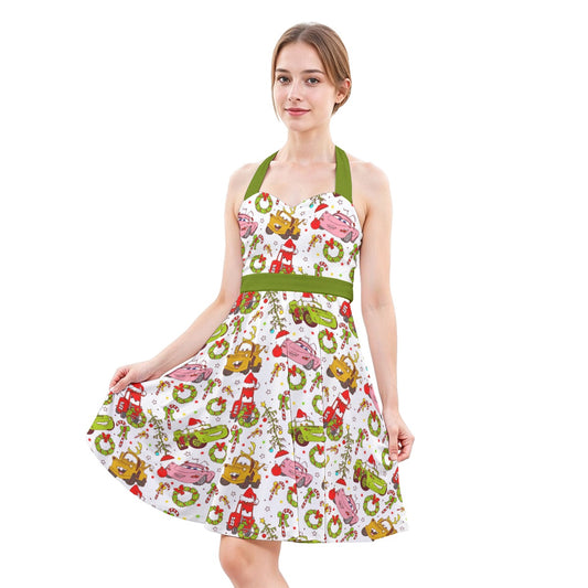 Holiday Race Day - Women's Halter Vintage Pocket Dress