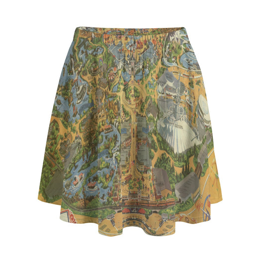 Vintage Theme Park Map - Women's Pocket Skater Skirt