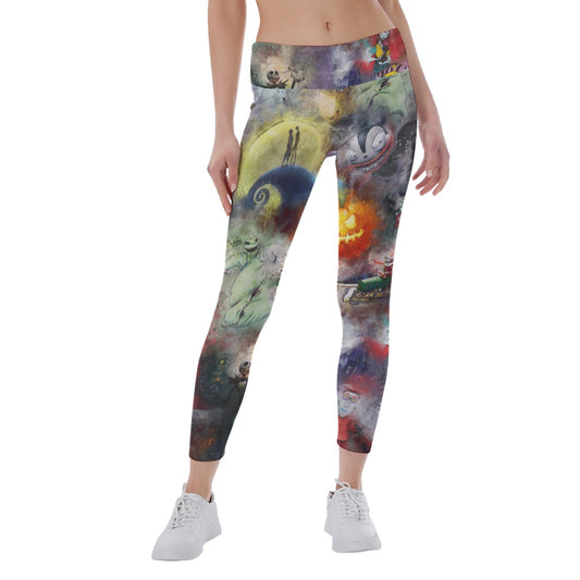 Watercolor Nightmare Before Christmas - Women's Yoga Leggings