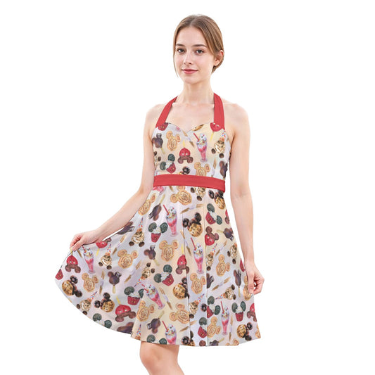 Mouse Snack Treats - Women's Halter Vintage Pocket Dress
