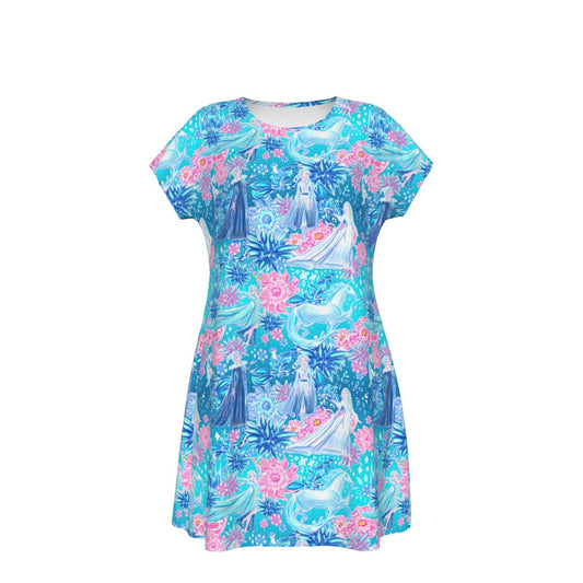 Ice Queen Frosted Florals - Women's T-Shirt Dress