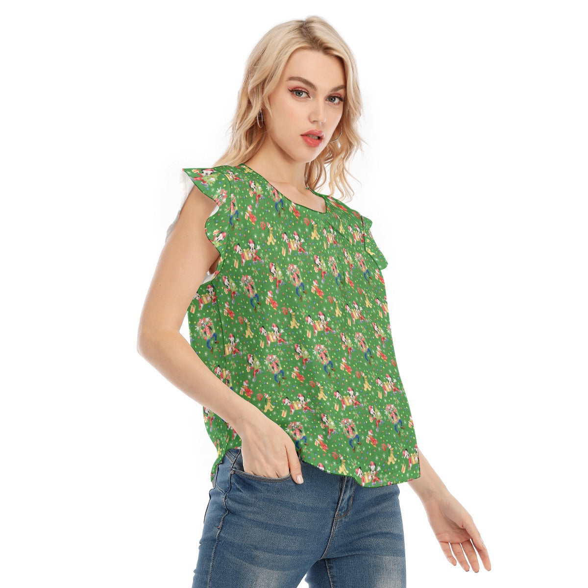 Mouse & Friends Christmas Cheertmas - Women’s Flutter Sleeve Top