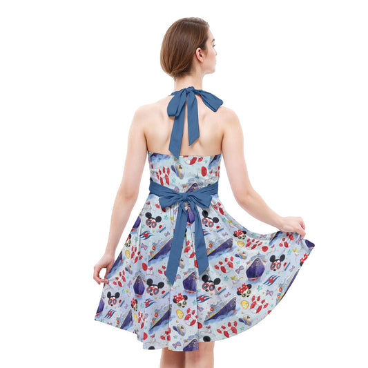 DCL Cruise Style Adventure - Women's Halter Vintage Pocket Dress