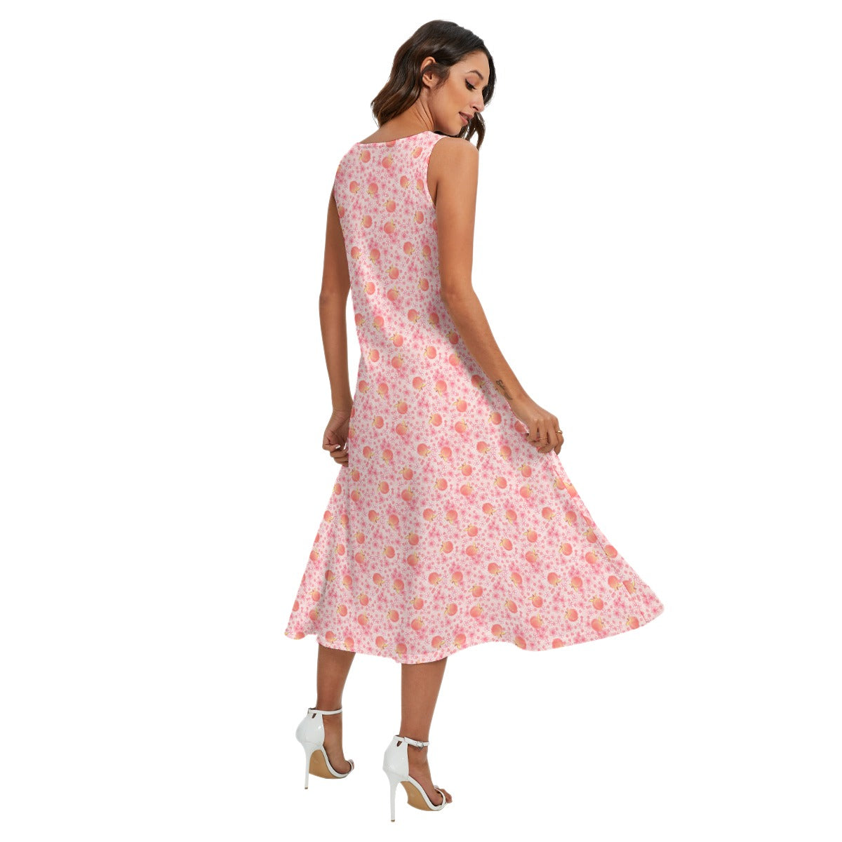Summer Fruits - Peaches - Women’s Diagonal Pocket Midi Dress