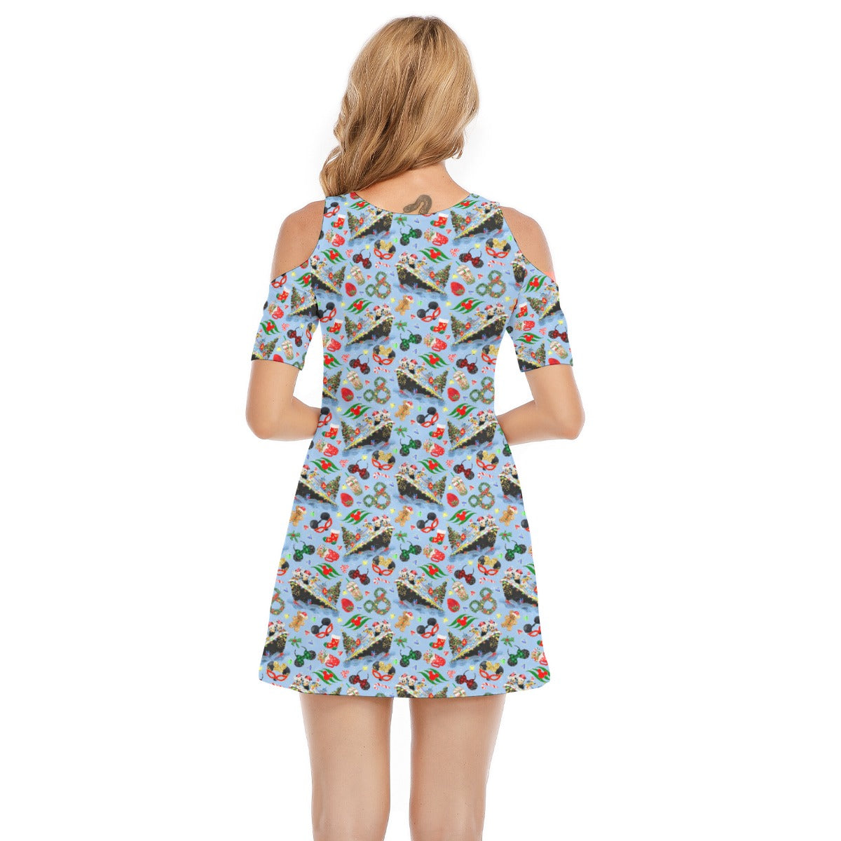 Very Merrytime Christmas Cruise - Women's Cold Shoulder Cotton Dress