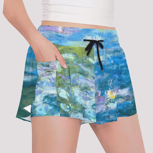 Monet Water Lillies - Girls’ Flowy Pocket Shorts