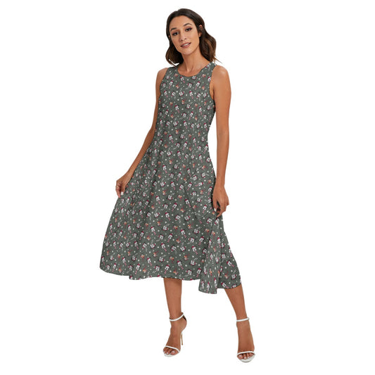 Vintage Holiday Friends - Women’s Diagonal Pocket Midi Dress