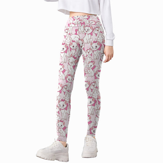 Sweet Kitten with Pink Bow - Kid's Leggings