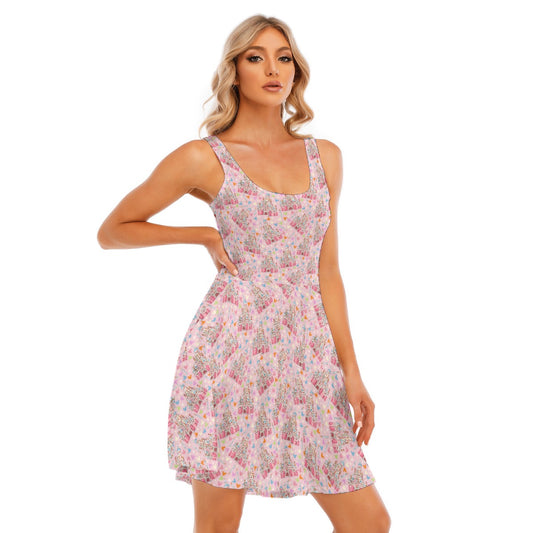 25th Birthday Cake Castle - Women's Sleeveless Pocket Skater Dress