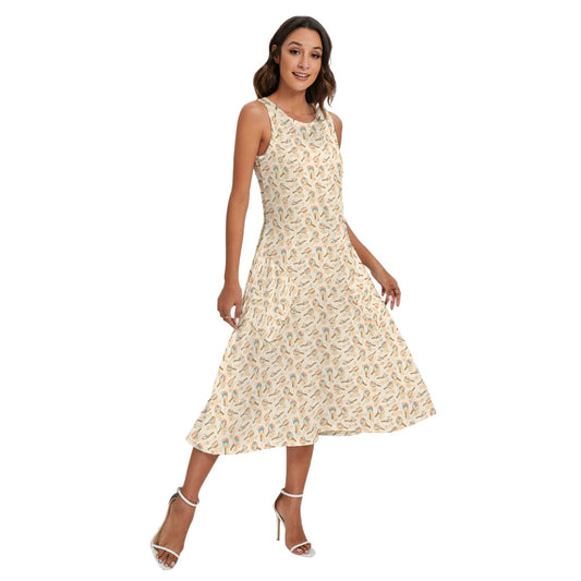 Retro Pickleball Volley - Women’s Diagonal Pocket Midi Dress