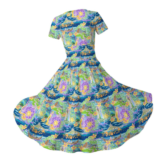 Lantern Festival Glow - Women's V-Neck Ruched Midi Dress