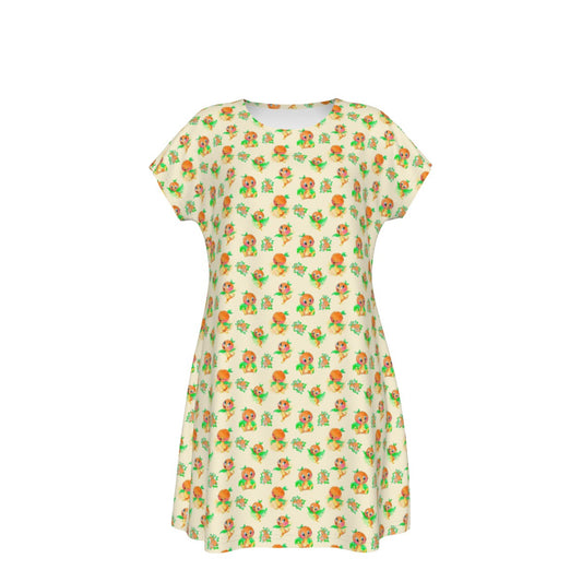 Citrus Charm Bird - Women's T-Shirt Dress