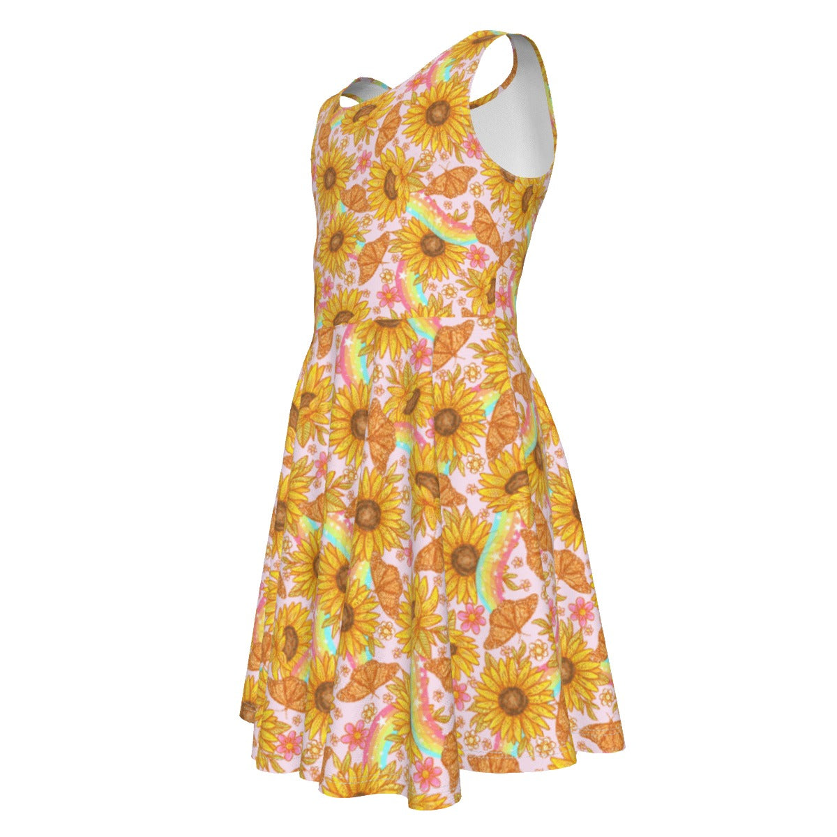 Sunflower Dreams - Kid's Sleeveless Skater Dress