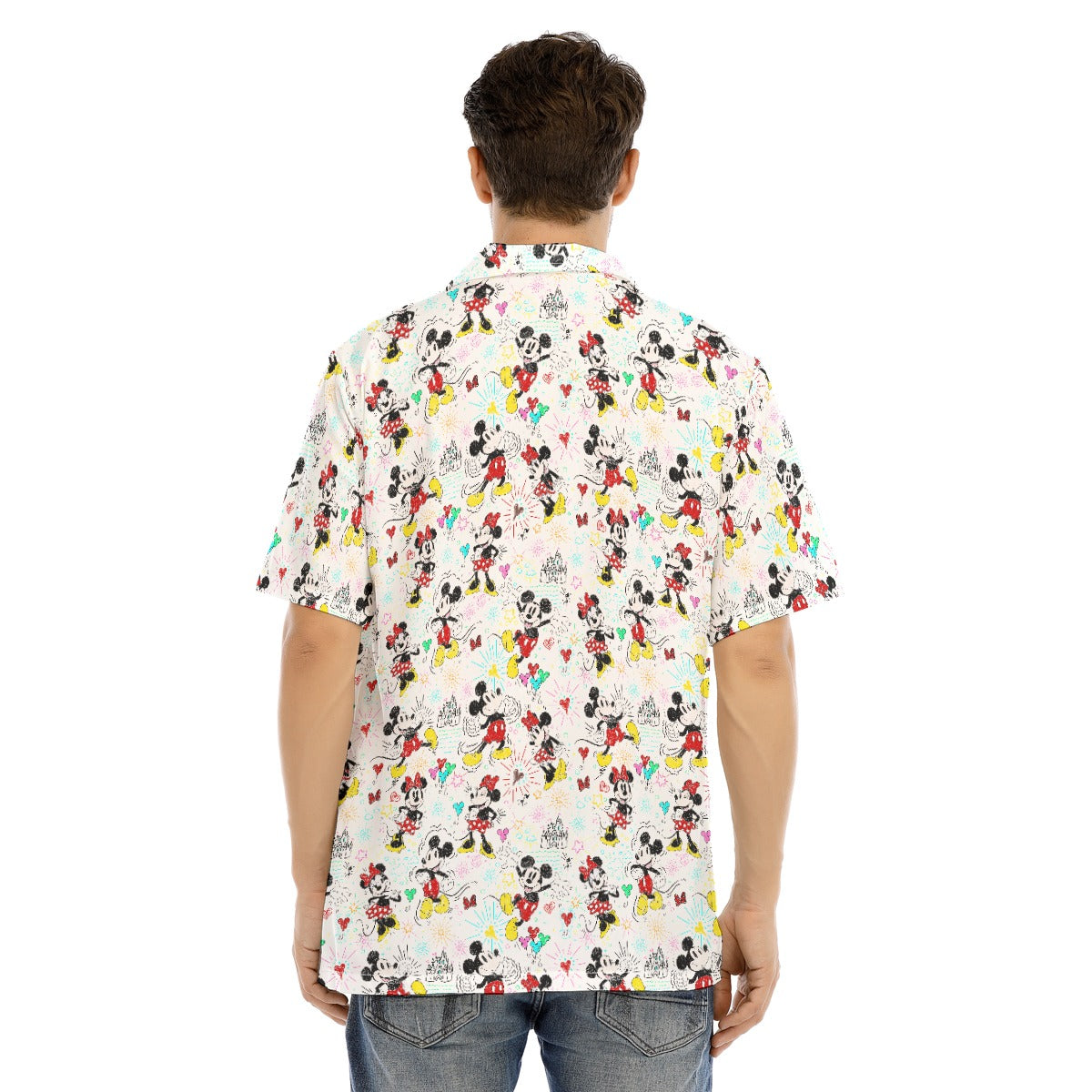 Doodle Mouse Magic - Men's Hawaiian Button Up Shirt