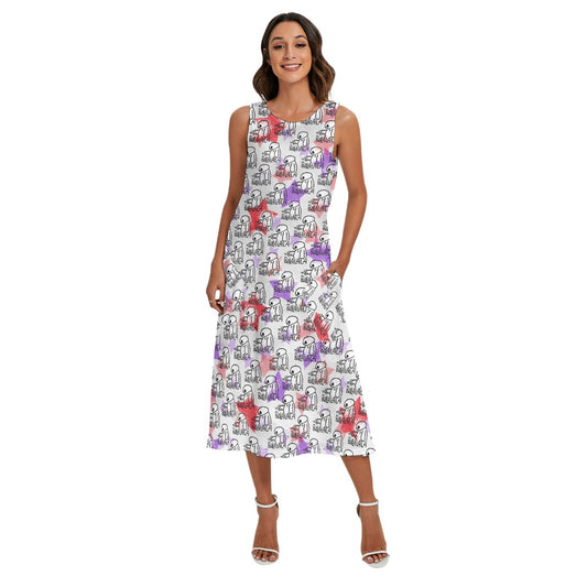 White Robot Balala - Women’s Diagonal Pocket Midi Dress