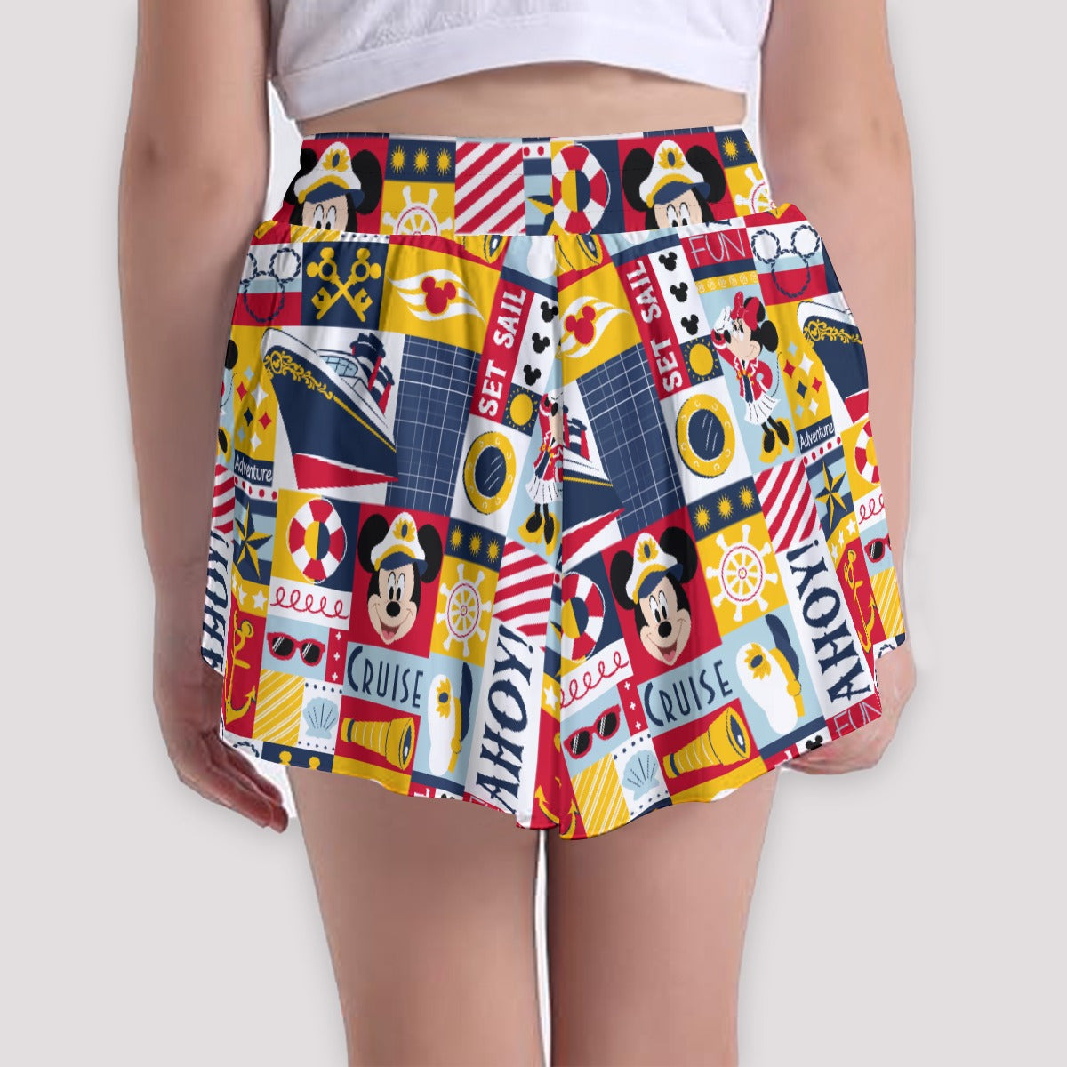 Nautical Cruise Patchwork - Girls’ Flowy Pocket Shorts