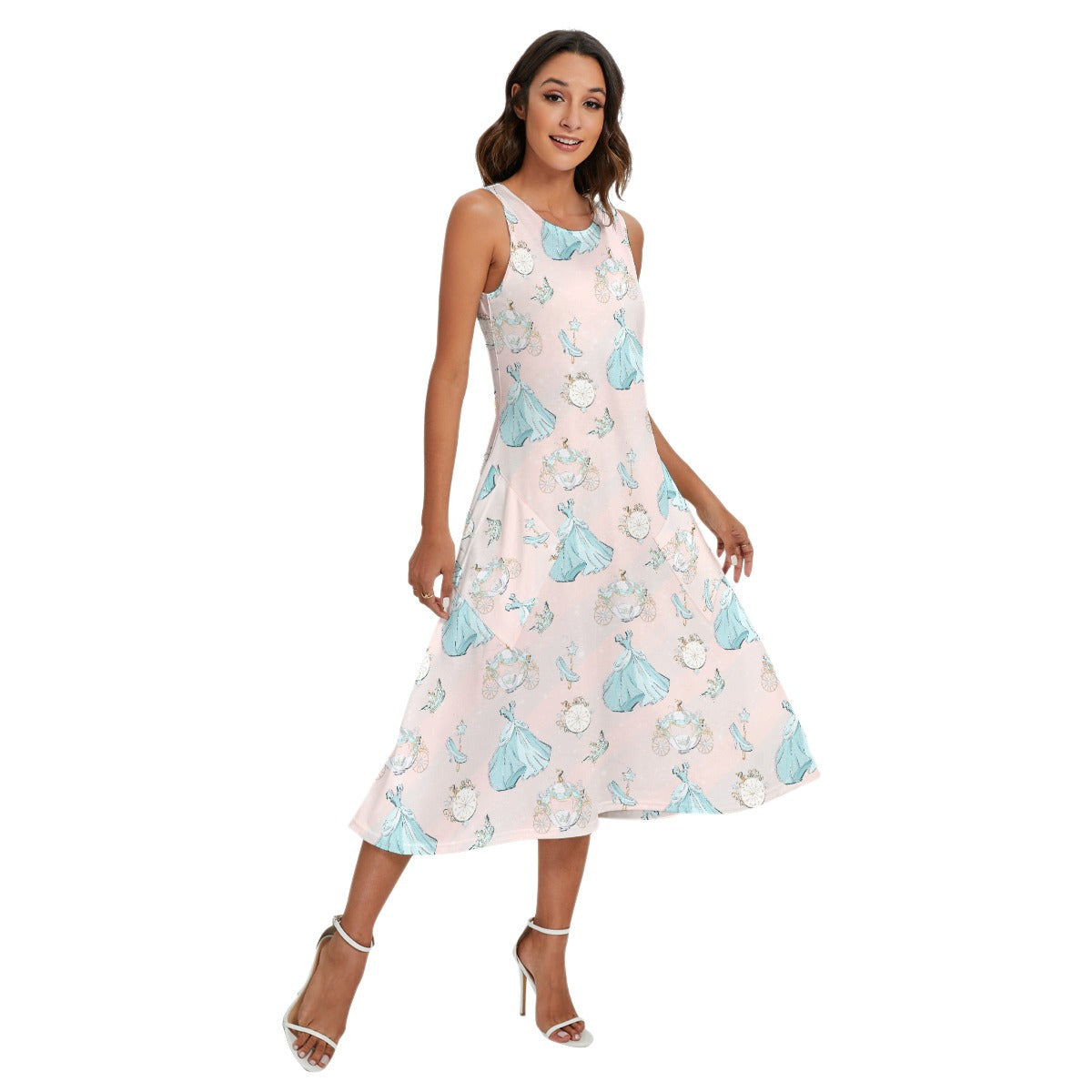 Pastel Midnight Magic - Women’s Diagonal Pocket Midi Dress
