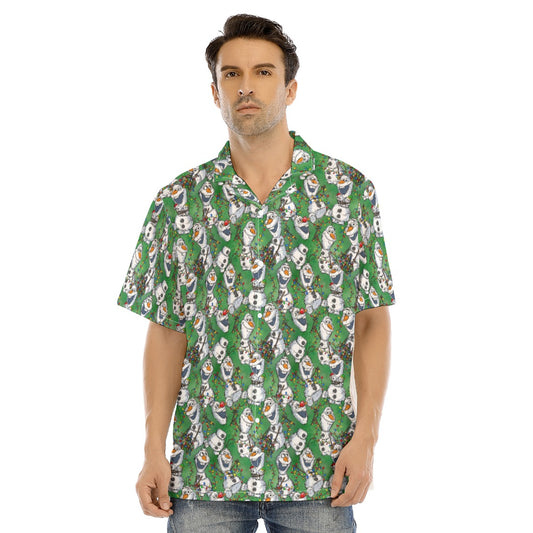 Sketched Snowman Christmas - Men's Hawaiian Button Up Shirt