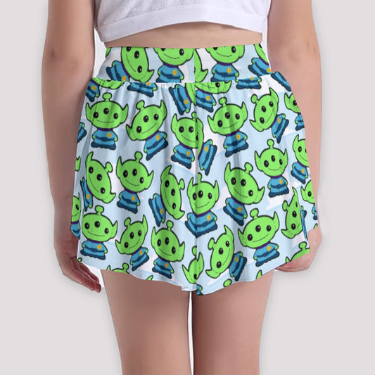 Little Green Space Aliens - Girls’ Flowy Pocket Shorts