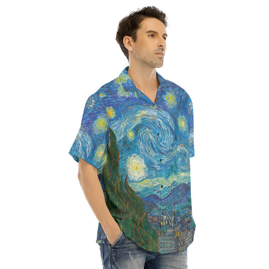 Van Gogh Starry Night - Men's Hawaiian Button Up Shirt