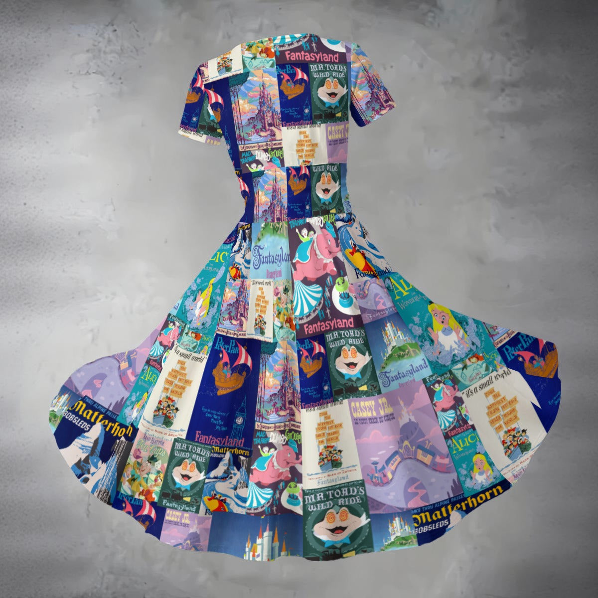 Vintage Fantasy Ride Posters - Women's V-Neck Ruched Midi Dress