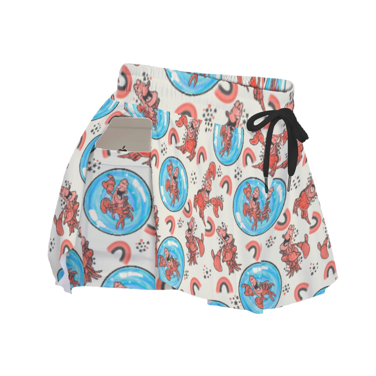 Joyful Crab by the Sea - Women's Flowy Pocket Shorts