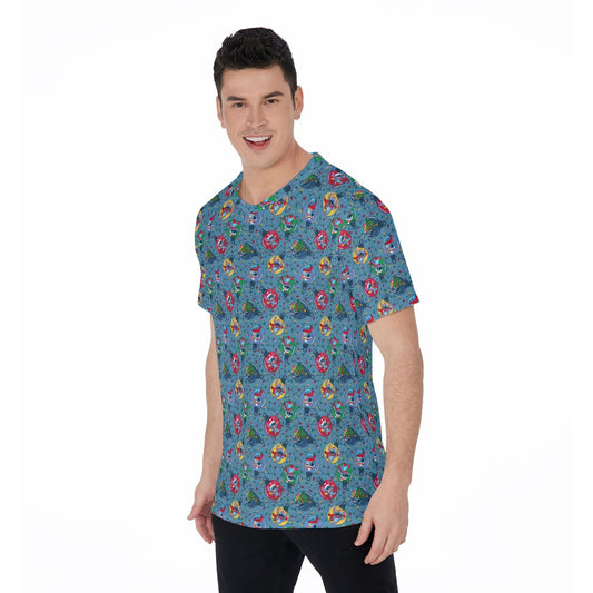 Holiday Baubles with Mischievous Blue Alien - Men's Short Sleeve T-Shirt