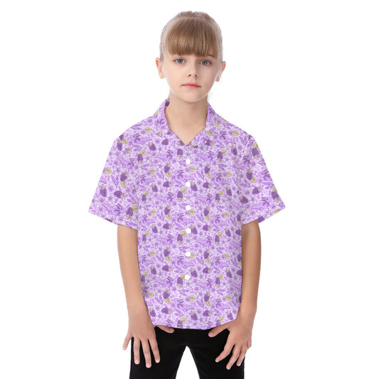 Fruitimals - Blackberry Axolotls - Kid's Hawaiian Button Up Shirt