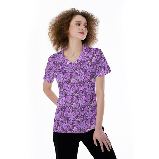 Purple Crystal Moths - Women's Short Sleeve V-Neck T-Shirt