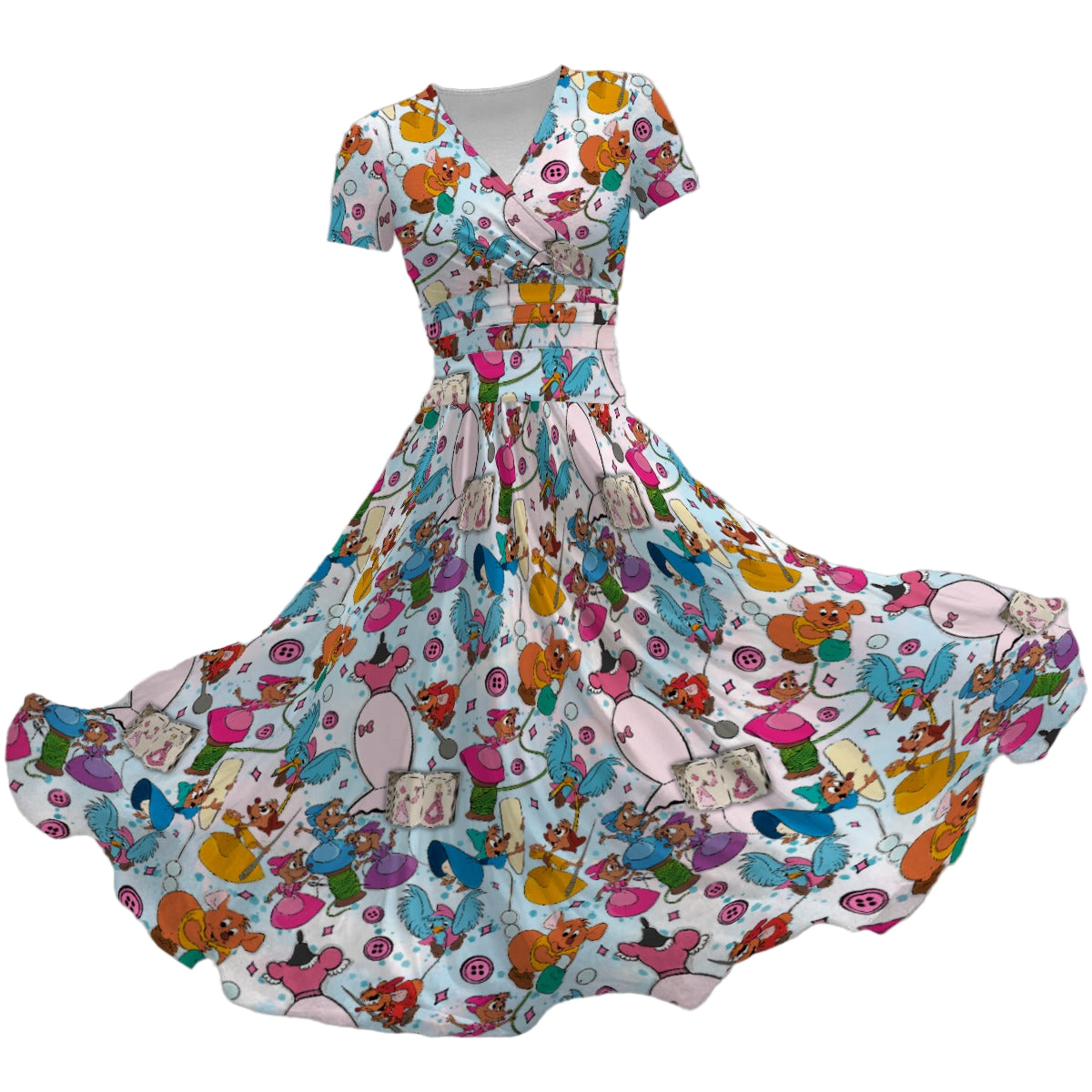 Tiny Tailors & Sewing Friends - Women's V-Neck Ruched Midi Dress