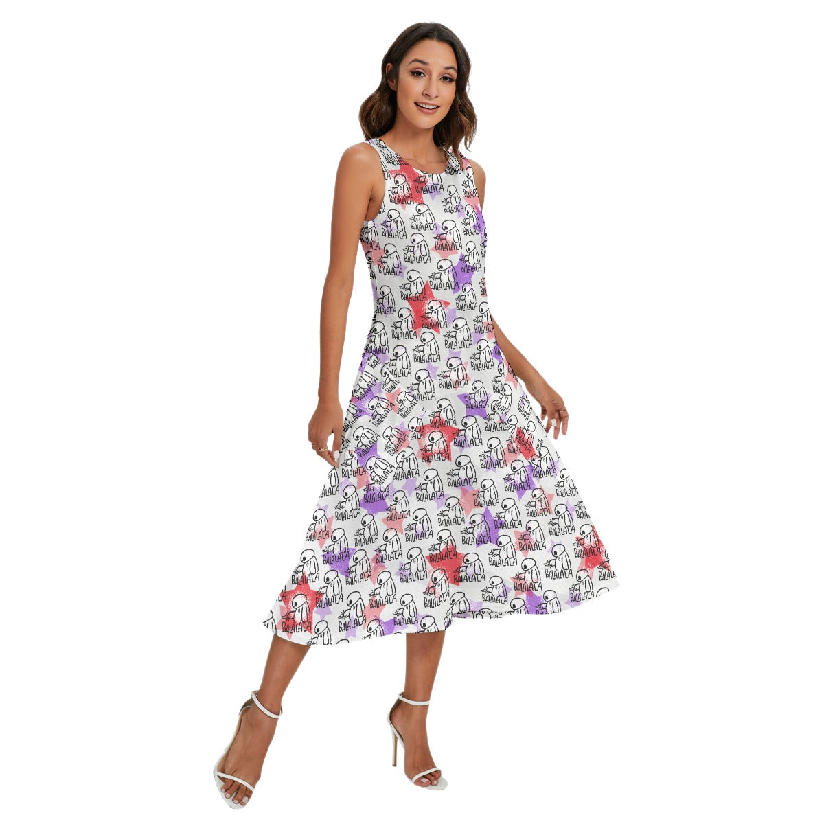 White Robot Balala - Women’s Diagonal Pocket Midi Dress