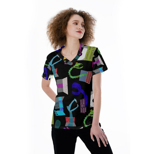 Monsters in Closets - Women's Short Sleeve V-Neck T-Shirt