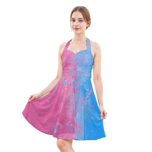 Pink or Blue Fairytale Dress - Women's Halter Vintage Pocket Dress