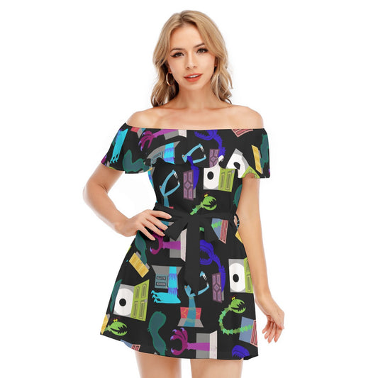 Monsters in Closets - Women's Off-shoulder Ruffle Dress