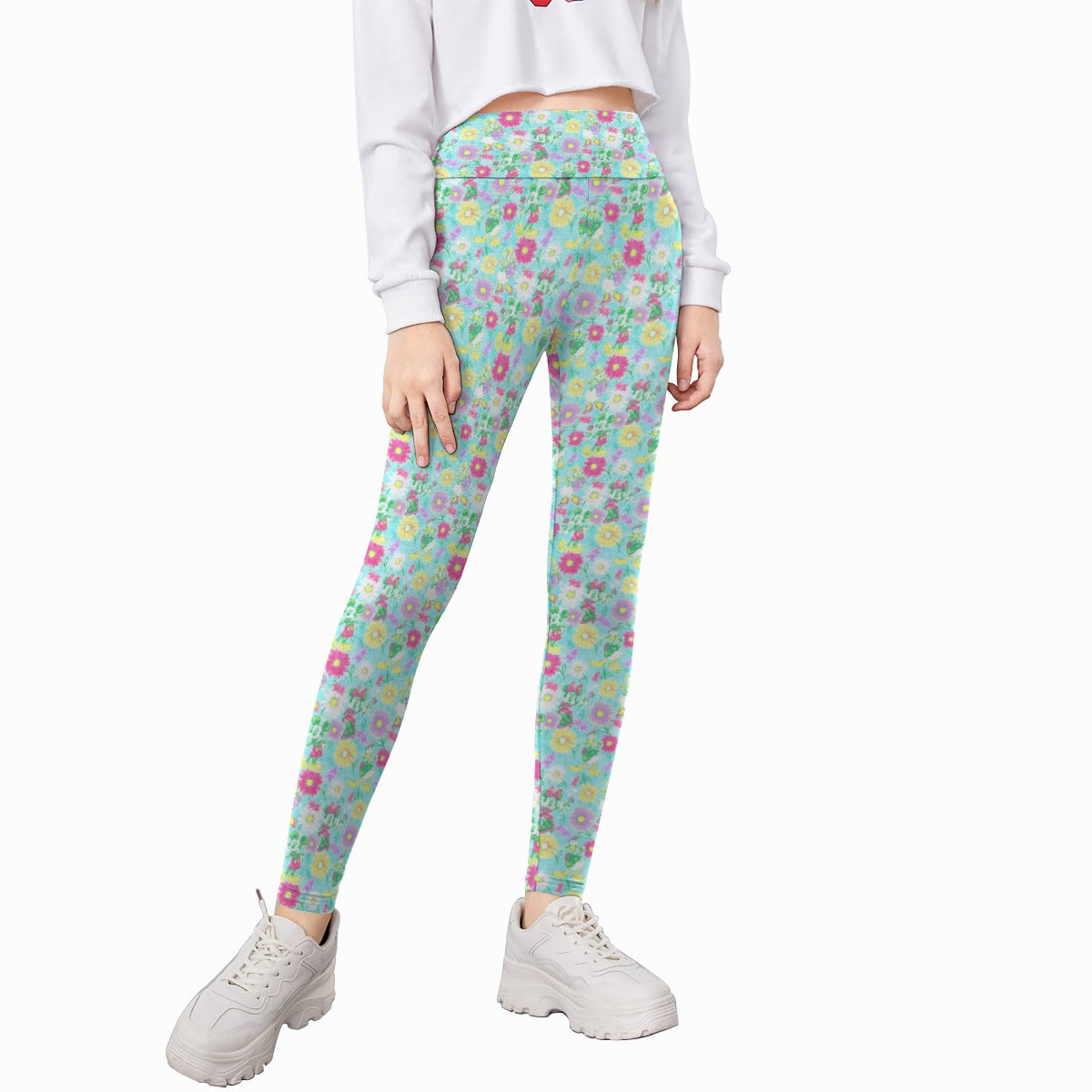 Neon Spring Floral Friends - Kid's Leggings