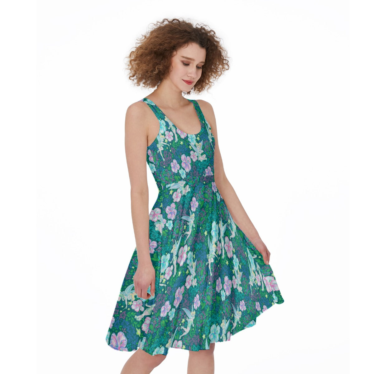 Pixie in Neon Blooms - Pocket Midi Skater Dress