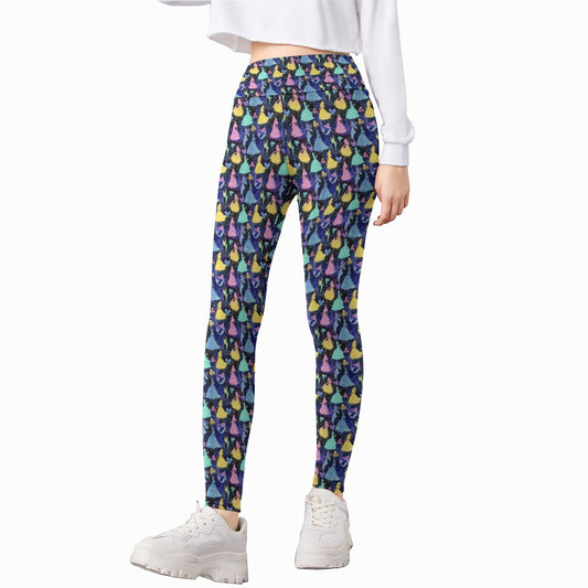 Princess Glitter Silhouettes - Kid's Leggings