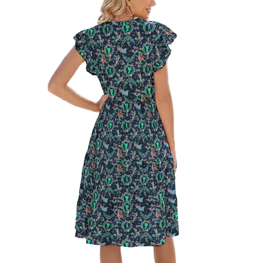 Garden Whimsy - Neverland Flight - Women's Tiered Pocket Midi Dress