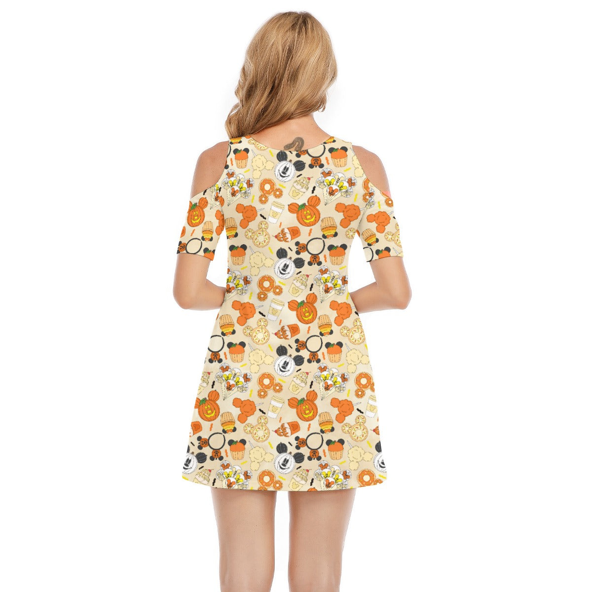 Halloween Snack Treats - Women's Cold Shoulder Cotton Dress