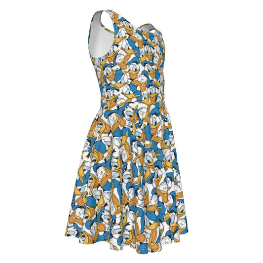 Many Faces of Feisty Duck - Kid's Sleeveless Skater Dress